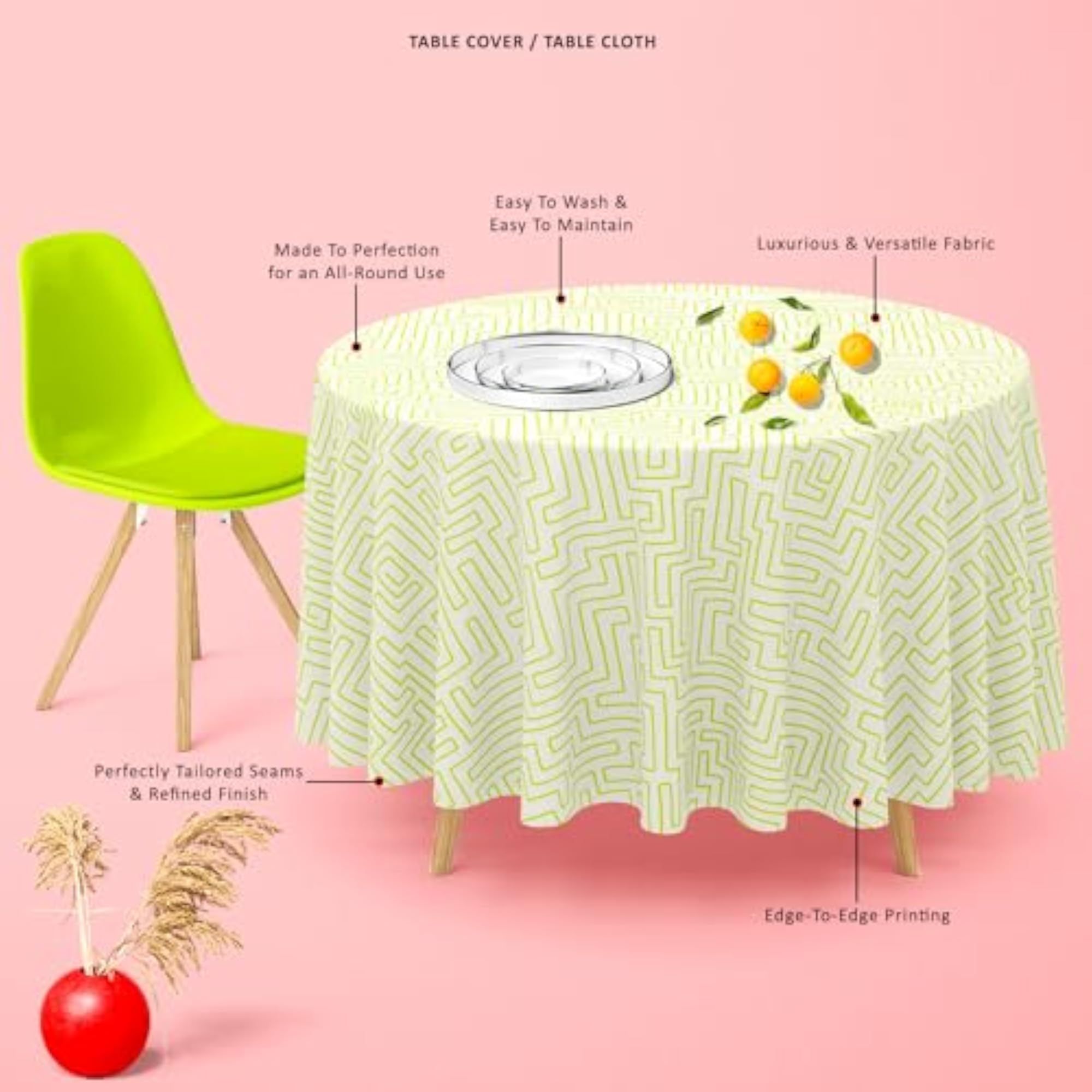Labyrinth Art Cotton Canvas Table Cloth Cover for Dining & Center Table